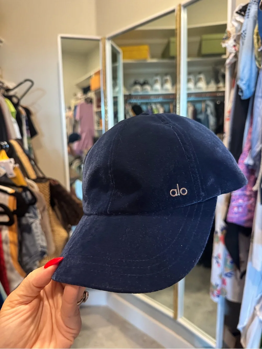 ALO Yoga Velvet Baseball Cap in Navy